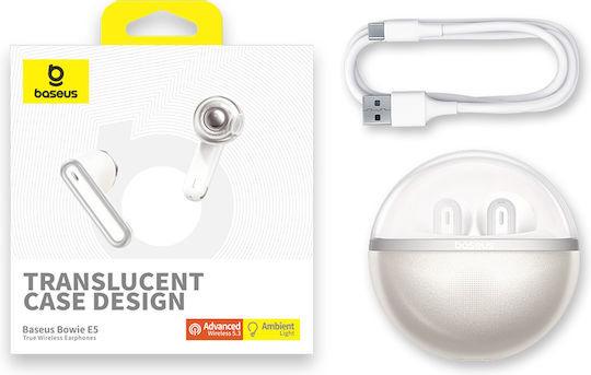 Baseus Bowie E5 Earbud Bluetooth Handsfree Earphones with Charging Case White