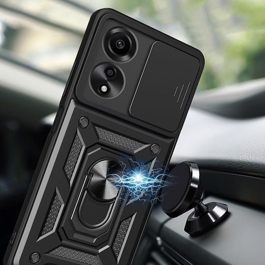 Techsuit Camshield Umschlag Rückseite Kunststoff / Silikon Schwarz (Oppo A60)