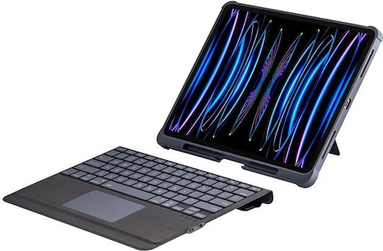 Drehbare Tastaturhülle T-5509d iPad 2022 12.9'' Schwarz Schwarzes Kunstleder Silikon