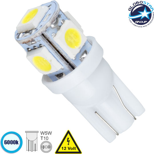 GloboStar Lamps Car T10 / W5W LED 6000K Cold White 12V 1pcs