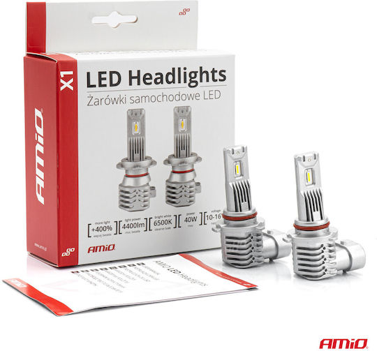 AMiO Lamps Car HB3 LED 6500K Cold White 12V 40W 2pcs