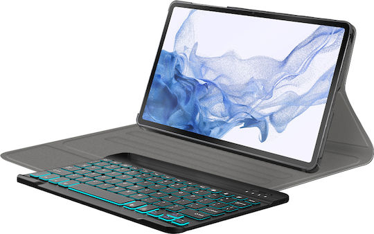 Techsuit Flip Cover με Πληκτρολόγιο στα Αγγλικά US Μαύρη (Samsung Galaxy TAB S8)