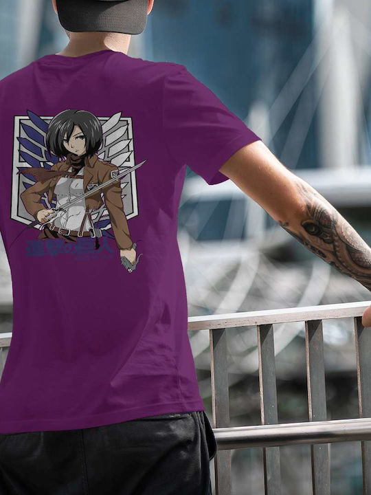 T-shirt Attack on Titan Μωβ Βαμβακερό