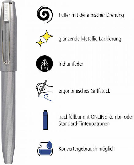 Writing Pen Medium Silver