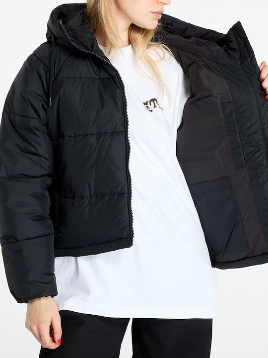 Κοντό Γυναικείο Puffer Μπουφάν για Χειμώνα Black