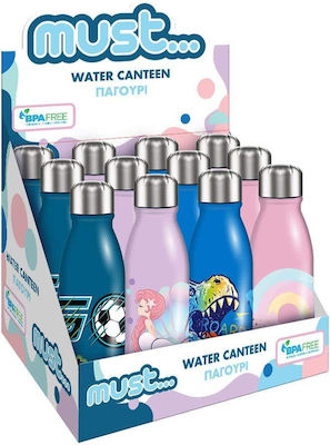 Must Kids Water Bottle Football Aluminium Blue 500ml