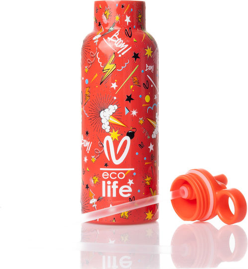 Ecolife Vasiliki Kids Water Bottle Thermos Stainless Steel with Straw Spitha 500ml