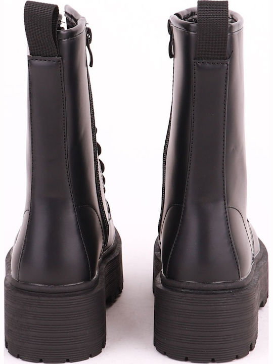 Leder Stiefeletten Damen Schwarz