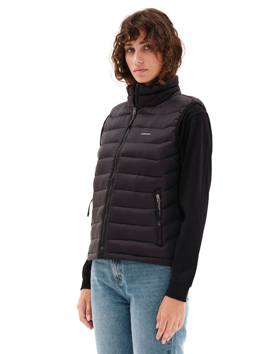 Emerson Kurz Damen Ärmellos Puffer Jacke für Winter Schwarz