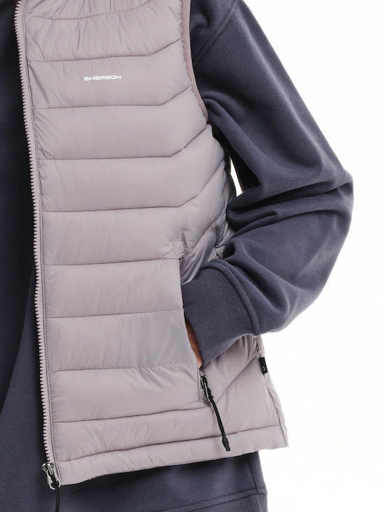 Kurz Damen Ärmellos Puffer Jacke für Winter Lila