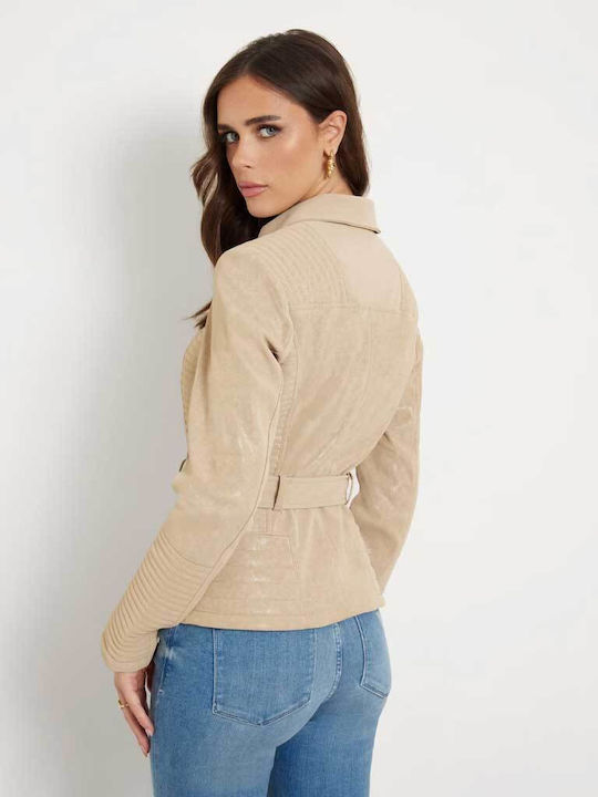 Guess Γυναικείο Biker Jacket Beige