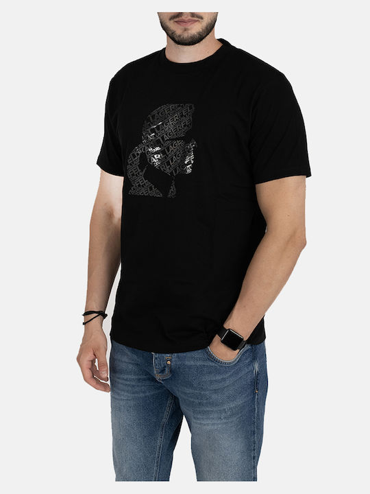 Karl Lagerfeld T-shirt Bărbătesc cu Mânecă Scurtă Total Black