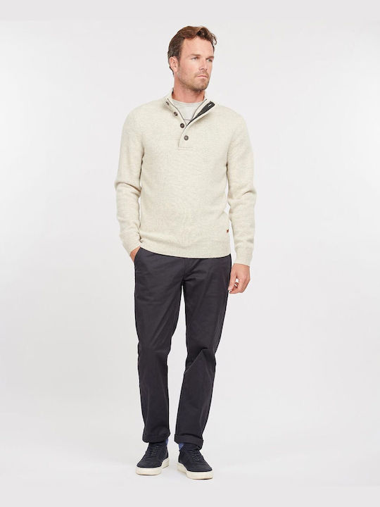 Barbour Men's Sweater with Zipper Ecru