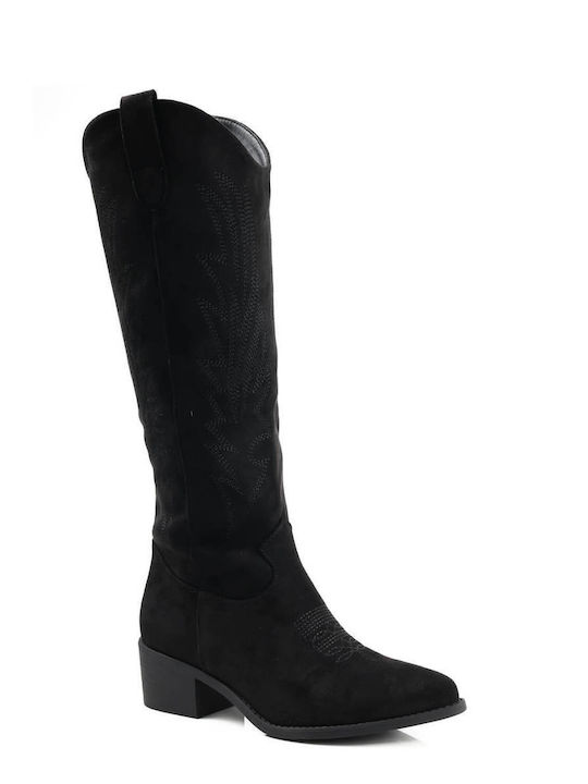 Schwarze stilvolle Westernstiefel mit Print