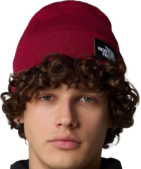 Dock Worker Recycled Beanie Unisex Beanie Gestrickt in Burgundisch Farbe