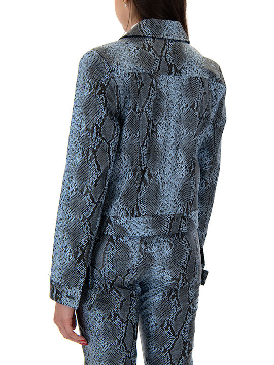 Twenty 29 Short Women's Leather Blazer Black-blue