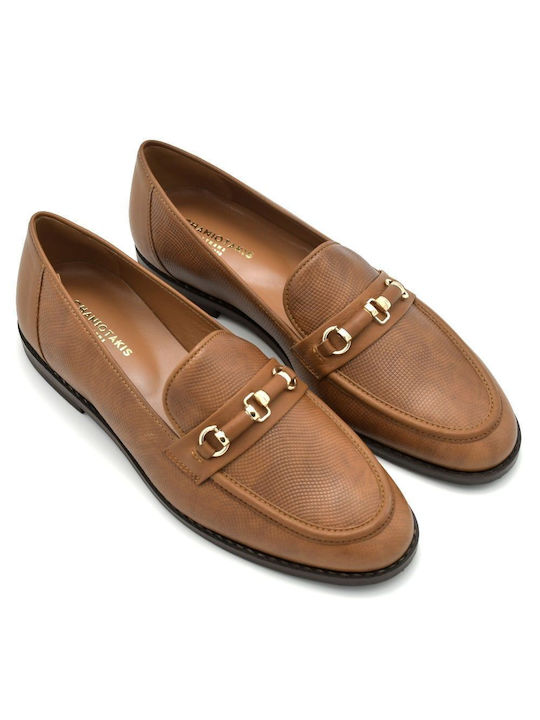 Chaniotakis Leather Women's Loafers in Tabac Brown Color