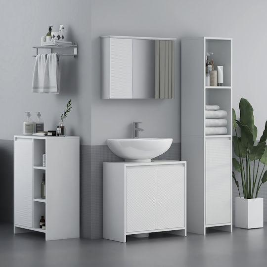 HomCom Ντουλάπι Μπάνιου 53x30x80cm Λευκό