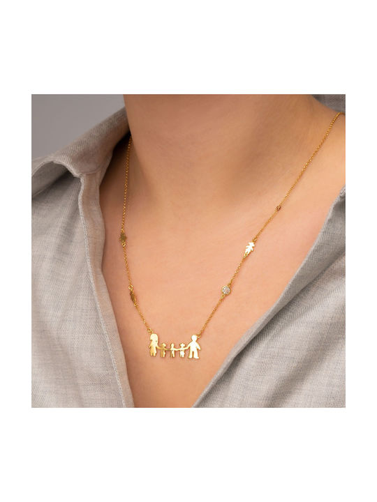 Excite-Fashion Necklace Family from Gold Plated Silver with Zircon