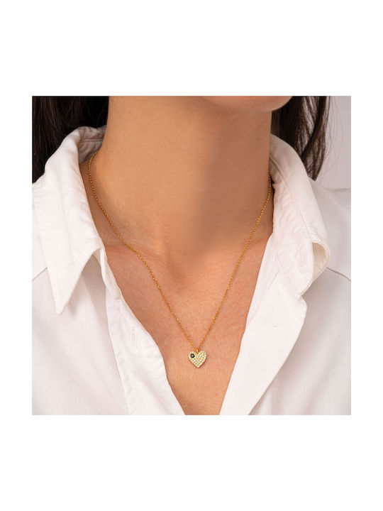 Excite-Fashion Necklace with design Heart from Gold Plated Silver with Zircon