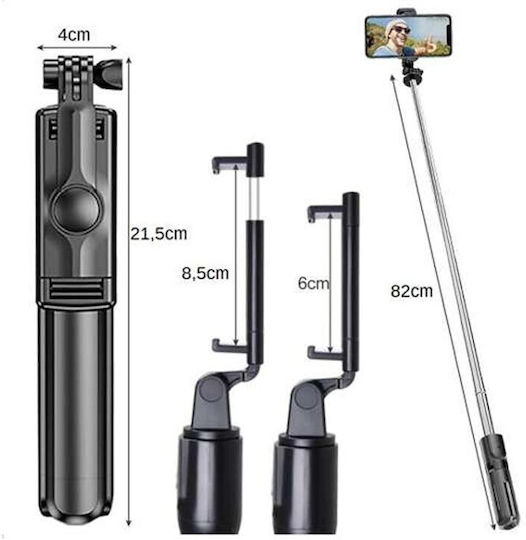 Izoxis 23518 Selfie-Stick Handy-Stative Bluetooth-Schwarz