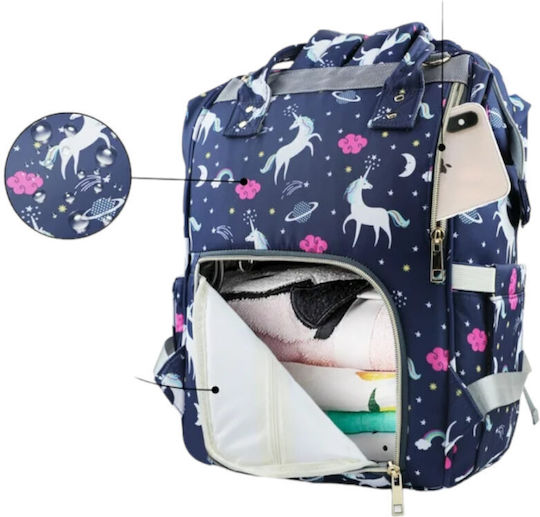 Queen Mother Backpack Diaper Bag Lequeen Blue 40x28x17cm