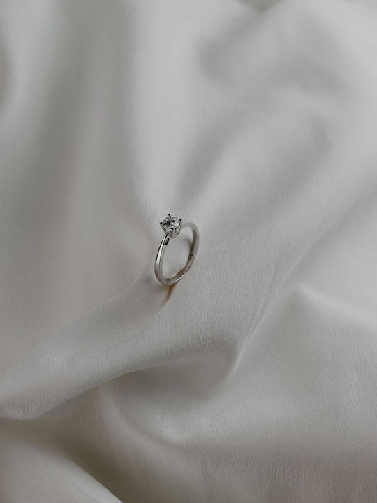 Themelidis Jewels Μονόπετρο από Λευκόχρυσο 18Κ με Διαμάντι