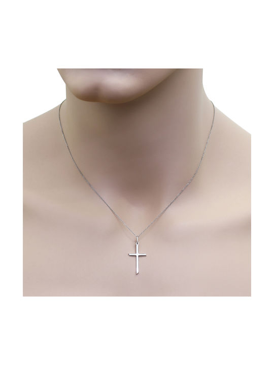 Men's White Gold Cross 18K