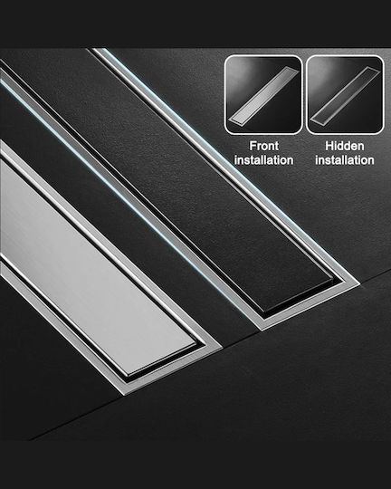 Naron Floordrain Rostfreier Stahl Kanal Boden mit Größe 60x8cm Silber