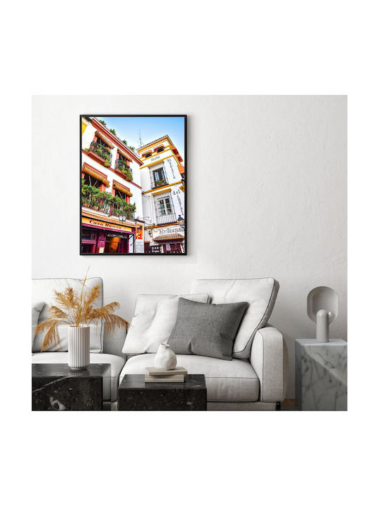 Gemälde Bunte Gebäudefassaden Eisenbalkone 70x100