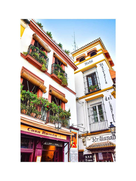 Painting Colorful Building Facades Iron Balconies 80x120
