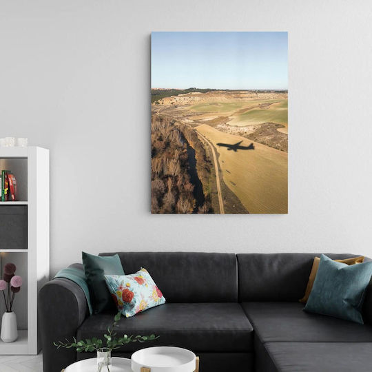 Painting Airplane Shadow Over Landscape 100x150