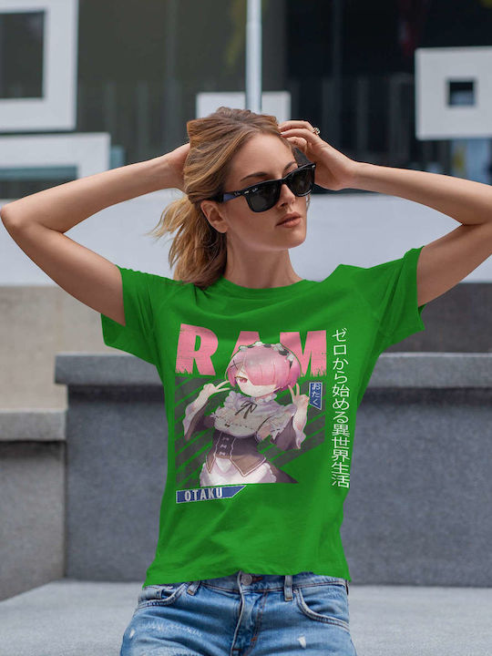 Ram From Re:zero T-shirt Green Cotton