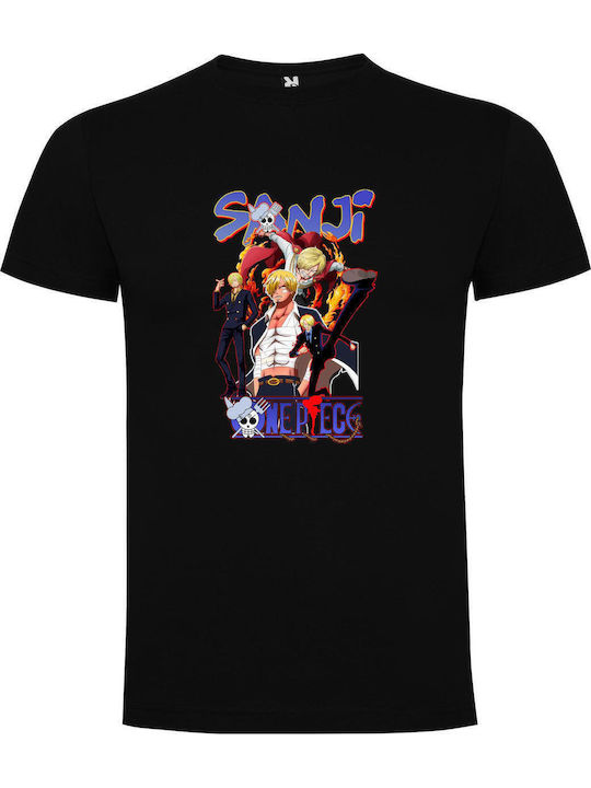 Sanji From T-shirt One Piece Μαύρο Βαμβακερό