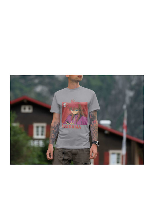 Kurama Poster T-shirt Gray Cotton