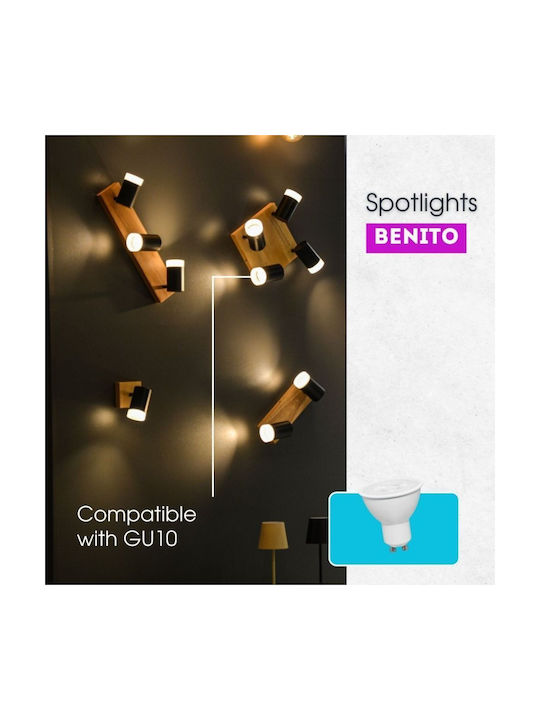 Vivalux Benito Double Spot with Socket GU10 in Black Color