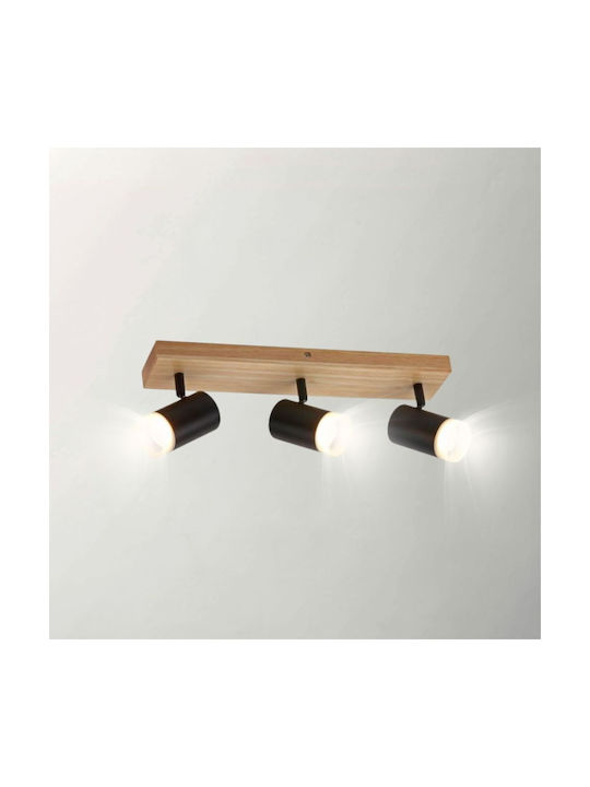 Vivalux Benito Triple Spot with Socket GU10 in Black Color