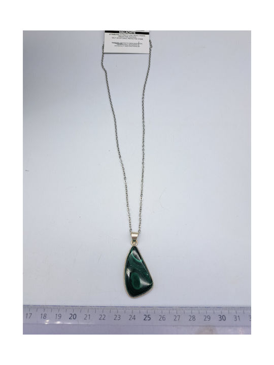 Silver-Plated Malachite Cabochon Cut Necklace