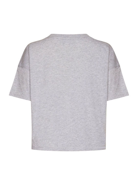 Logo Women's Blouse Cotton Short Sleeve Gray