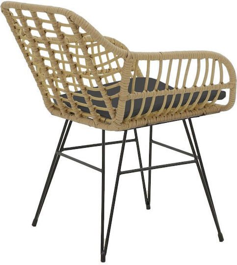 Set Sala De Mese Pentru Exterior Naoki X 5 Piese Naturale, Negru Cu Perne