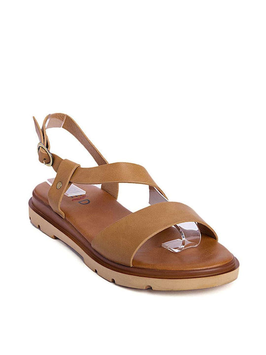 Keep Fred Leather Women's Flat Sandals in Brown Color