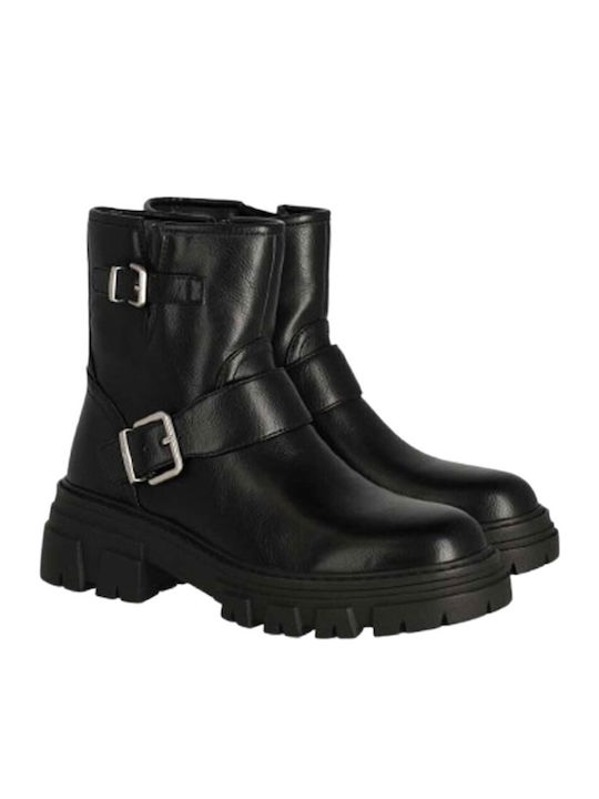 Leder Stiefeletten Damen Schwarz