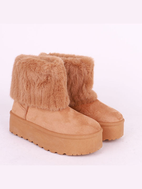 Alta Moda Women's Ankle Boots with Fur Brown