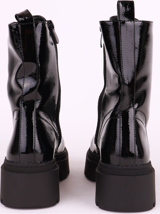 Stiefeletten Damen aus Lackleder Schwarz