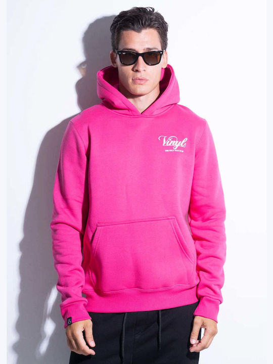 Vinyl Art Clothing Men's Sweatshirt with Hood and Pockets Fuchsia