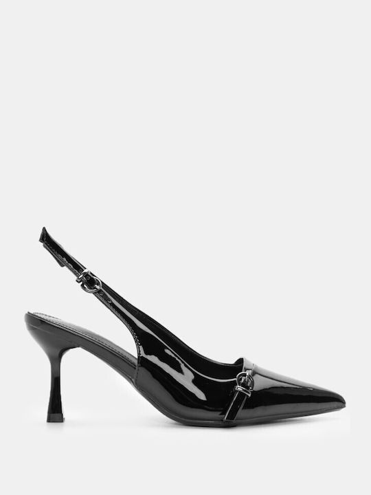 Luigi Synthetic Leather Pointed Toe Black High Heels