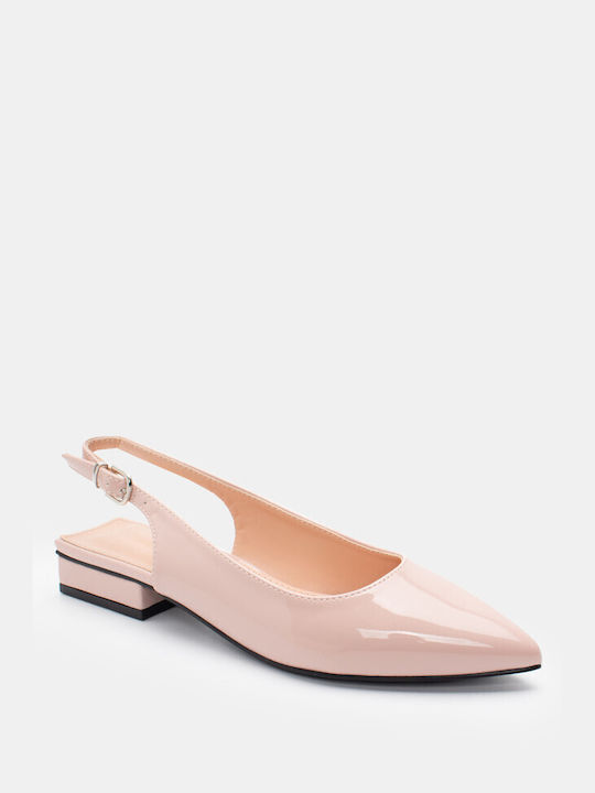 Luigi Synthetic Leather Pointy Ballerinas Pink