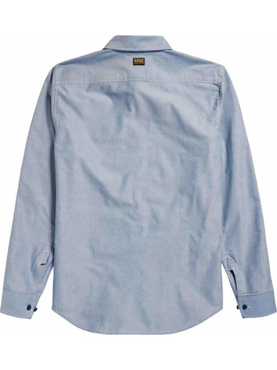 Marine Langärmlig Baumwolle Hemd Light Blue