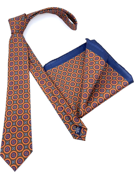 Legend Accessories Men's Tie Silk Printed in Orange Color