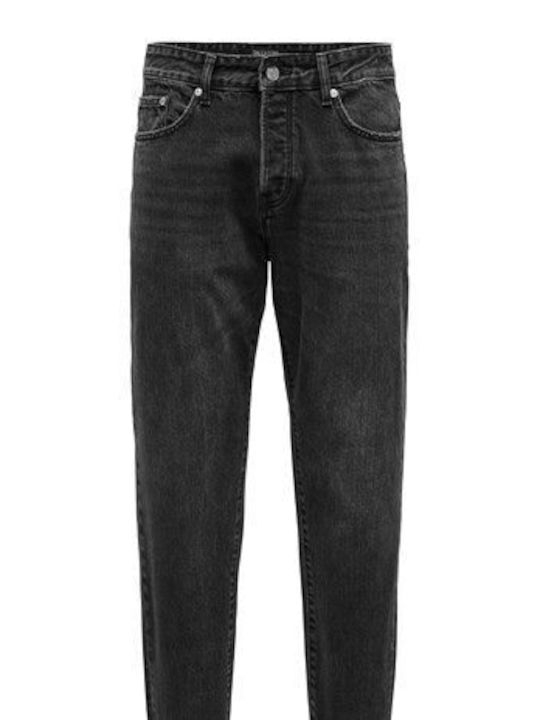 Only & Sons Pantaloni de Bărbați din Jean în Linie Tapered negru spălat